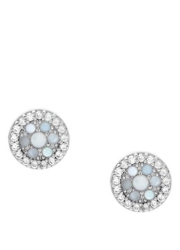 Fossil Dames Fossil Oorknopjes van sterling zilver met parelmoer JFS00518040 in de kleur Zilver