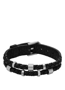 Fossil Heren Armband van leer JF04473040 in de kleur Zwart