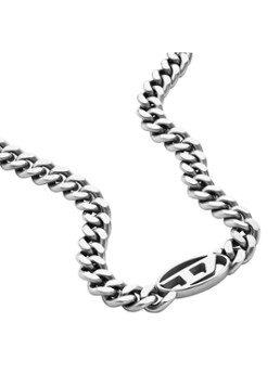 Diesel Heren Schakelketting met logo DX1433040 in de kleur Zilver