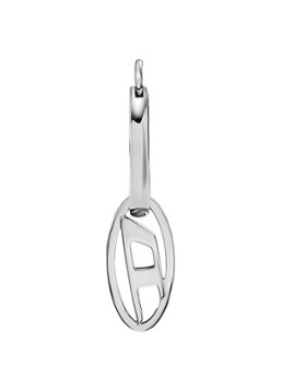 Diesel Dames Oval D enkele oorring met logo DX1601040 in de kleur Zilver