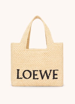 LOEWE Dames Font Small shopper van raffia in de kleur Beige