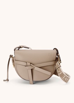 LOEWE Dames Gate Small schoudertas van kalfsleer in de kleur Beige