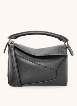 LOEWE Dames Puzzle Edge Mini handtas van kalfsleer in de kleur Zwart
