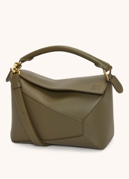 LOEWE Dames Puzzle Edge Small handtas van kalfsleer in de kleur Bronsgroen