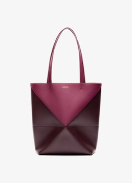 LOEWE Dames Puzzle Fold Medium shopper van kalfsleer in de kleur Bordeauxrood