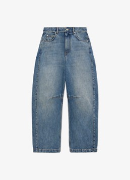 LOEWE Dames Anagram high waist loose fit jeans met medium wassing in de kleur Indigo