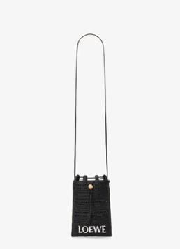 LOEWE Dames Crossbodytas van raffia met logoborduring in de kleur Zwart