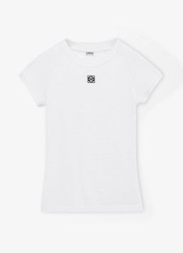 LOEWE Dames T-shirt met logoborduring in de kleur Wit