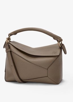 LOEWE Dames Puzzle Edge Small handtas van kalfsleer in de kleur Taupe