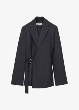 LOEWE Dames Blazer van wol met ceintuur in de kleur Donkergrijs