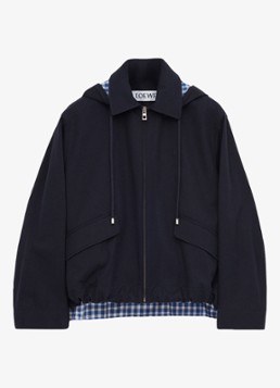 LOEWE Dames Parka in zijdeblend met capuchon en klepzakken in de kleur Donkerblauw