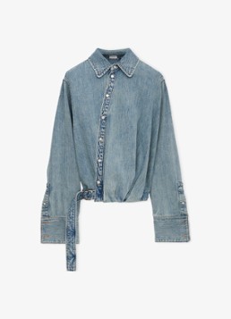 LOEWE Dames Blouse van denim met ceintuur in de kleur Indigo