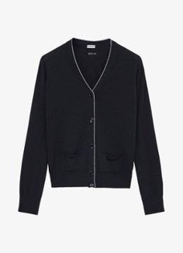 LOEWE Dames Fijngebreid vest van wol in de kleur Donkerblauw