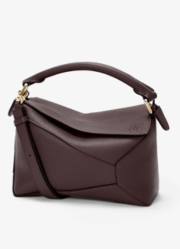 LOEWE Dames Puzzle Edge Small handtas van kalfsleer in de kleur Donkerbruin