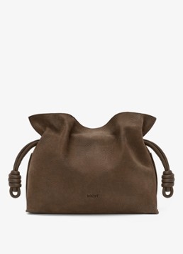 LOEWE Dames Flamenco Medium clutch van kalfsleer in de kleur Bruin