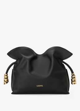 LOEWE Dames Flamenco Mini clutch van kalfsleer in de kleur Zwart