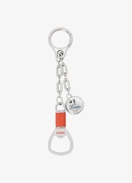 LOEWE Dames Bottle Opener sleutelhanger met leren detail in de kleur Zilver