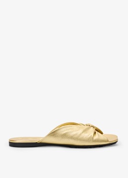 LOEWE Dames Pebble Soft slipper van lamsleer met metallic finish in de kleur Goud