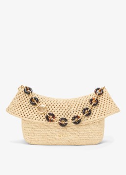 LOEWE Dames Ola Medium schoudertas van raffia in de kleur Beige