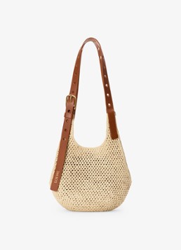 LOEWE Dames Punch Hole Small schoudertas van raffia in de kleur Beige