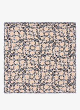 LOEWE Dames Sjaal van zijde met logoprint 132 x 132 cm in de kleur Beige