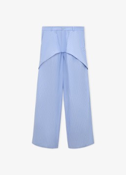 LOEWE Dames Mid waist wide fit pantalon met streepprint in de kleur Blauw