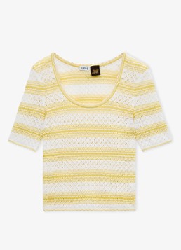 LOEWE Dames Fijngebreide top met streepprint in de kleur Geel