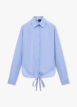 LOEWE Dames Blouse met streepprint en overslag in de kleur Blauw