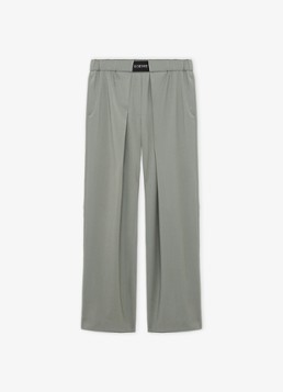 LOEWE Dames High waist wide fit pantalon in wolblend met logo in de kleur Grijs