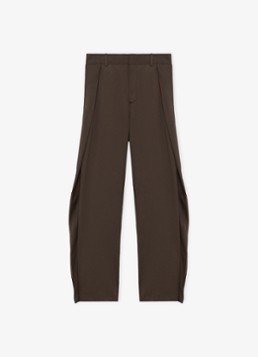 LOEWE Dames High waist wide fit pantalon in zijdeblend met plooidetail in de kleur Bruin