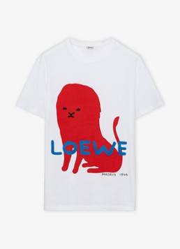 LOEWE Dames T-shirt met logoborduring in de kleur Wit
