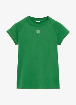 LOEWE Dames T-shirt met logo in de kleur Groen