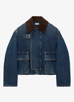 LOEWE Dames Spijkerjas met details van corduroy en opgestikte zakken in de kleur Donkerblauw
