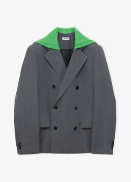 LOEWE Dames Oversized double-breasted blazer van wol met uitneembare kraag in de kleur Grijs