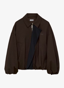 LOEWE Dames Oversized jack in wolblend met steekzakken en logoborduring in de kleur Bruin