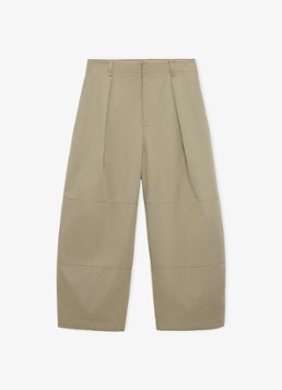 LOEWE Dames High waist wide fit cropped broek met plooidetail in de kleur Khaki