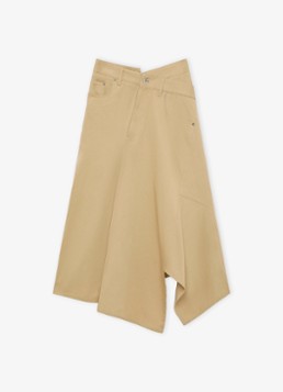 LOEWE Dames Midi rok met asymmetrisch detail in de kleur Beige