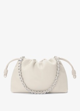 LOEWE Dames Flamenco Medium schoudertas van kalfsleer in de kleur Wit