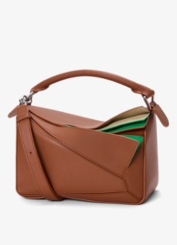 LOEWE Dames Puzzle Layers Small handtas van kalfsleer in de kleur Bruin