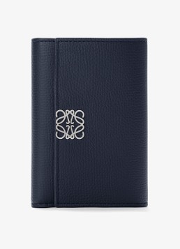 LOEWE Dames Anagram Small portemonnee van kalfsleer in de kleur Donkerblauw
