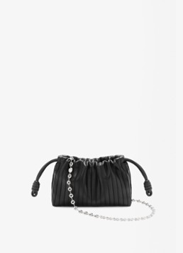 LOEWE Dames Flamenco Pleated Mini schoudertas van kalfsleer in de kleur Zwart