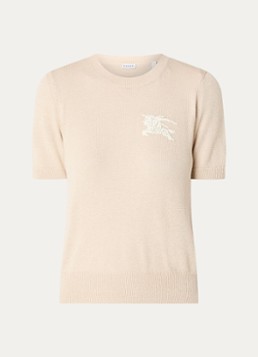Burberry Dames Anisa fijngebreide top met logoborduring in de kleur Beige, maat: XS