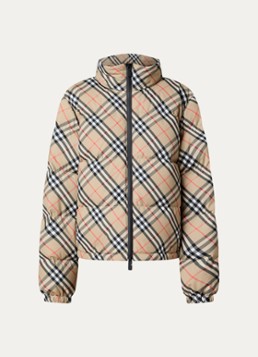 Burberry Dames Ambleside pufferjack met ruitdessin en steekzakken in de kleur Zand, maat: S