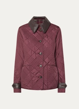 Burberry Dames Fernleigh quilted barn jack met details van lamsleer in de kleur Bordeauxrood, maat: M