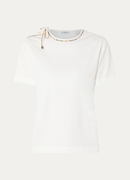 Burberry Dames Frankie T-shirt met strikkraag in de kleur Gebroken wit, maat: L