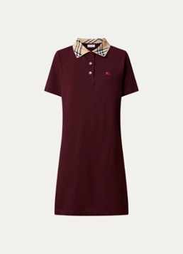 Burberry Dames Georgina mini jurk van piqué katoen met polokraag in de kleur Bordeauxrood, maat: M