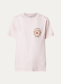 Burberry Dames Frankie Crest T-shirt met logoborduring in de kleur Lichtroze, maat: XS