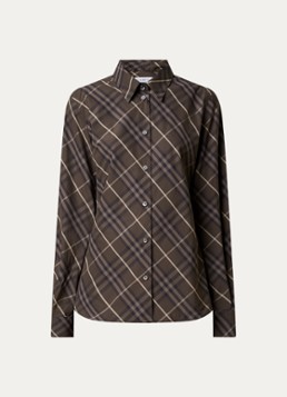 Burberry Dames Simone blouse met ruitdessin in de kleur Donkerbruin, maat: S