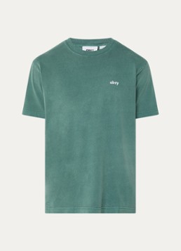Obey Heren Lowercase Pigment T-shirt met logoborduring in de kleur Zeegroen, maat: S
