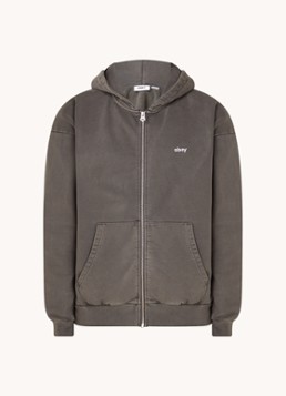Obey Heren Lowercase sweatvest met logoborduring in de kleur Donkergrijs, maat: M